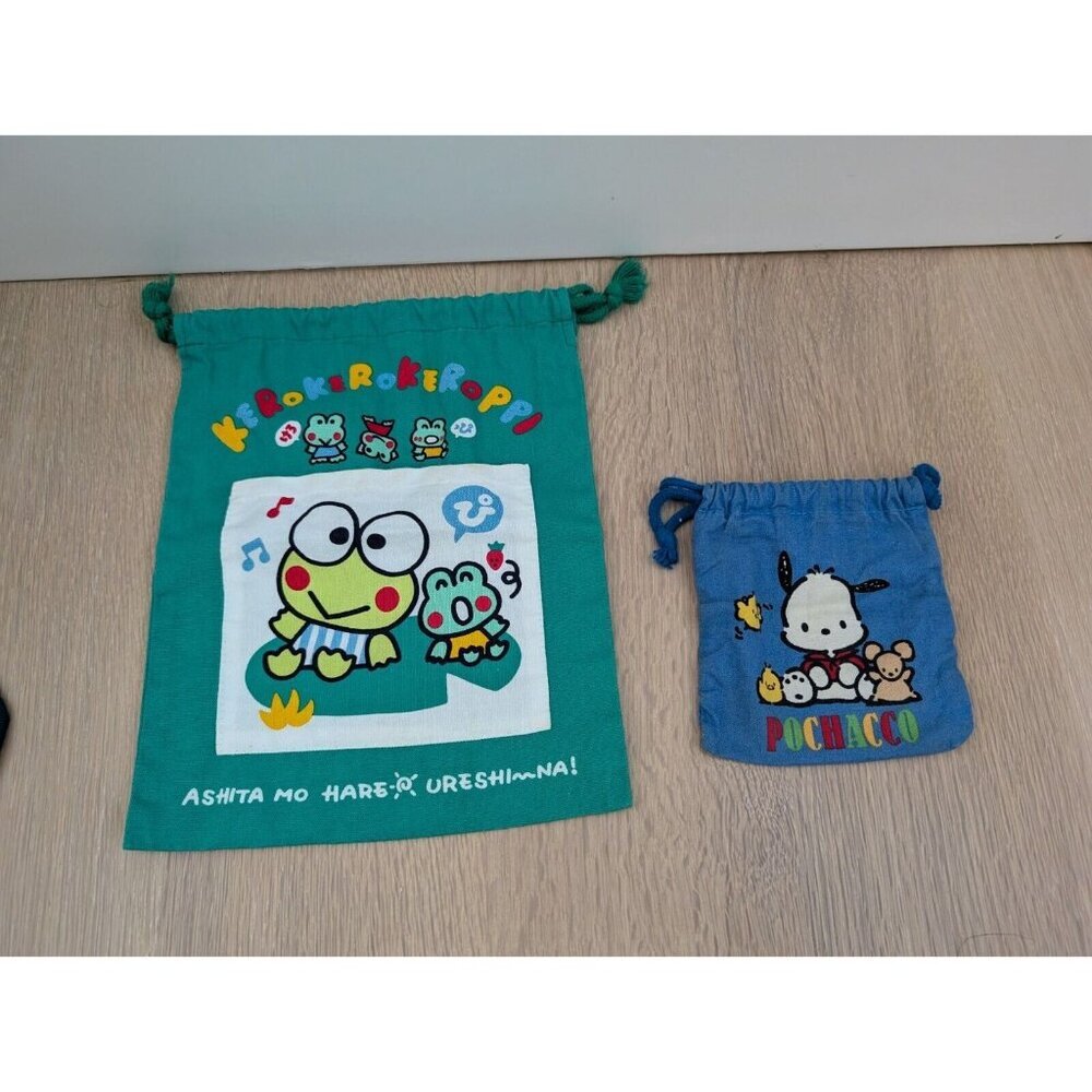 Rare Sanrio Kero Kero Keroppi Small Cloth Drawstring Bag - 8" X 9.5" Pochacco - Picture 6 of 6